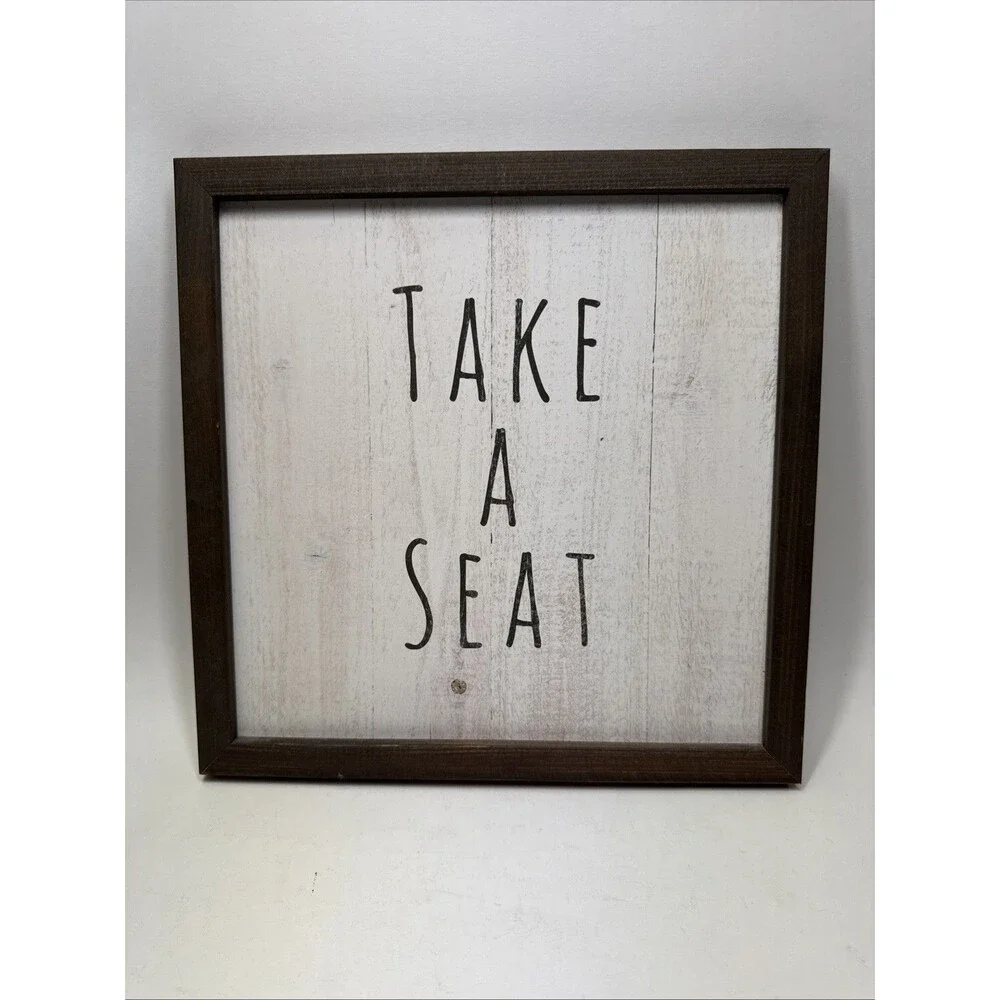 Take a Seat Bathroom Decor Wall Art Framed 11x11 inches